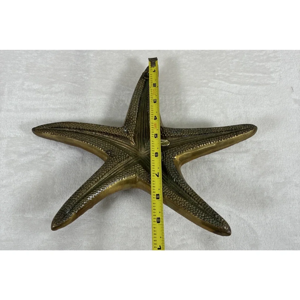Vintage Brass Starfish & Nautilus Wall Hanging Nautical Sea Beach Decor Heavy